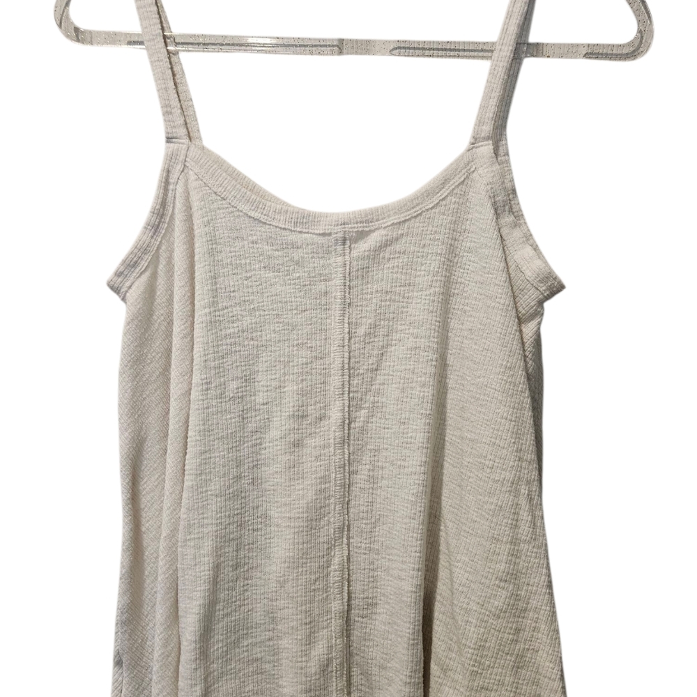 American Eagle Henly Tank Womans size Small cream flowy lettuce hem buttons - Picture 2 of 7